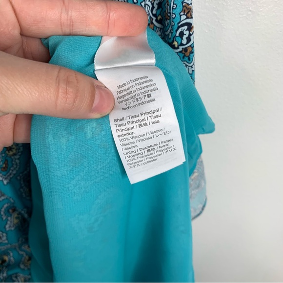 J. Crew Drapey‎ puff-sleeve dress in paisley bunch Maxi Length Womens 18. blue - Picture 11 of 13